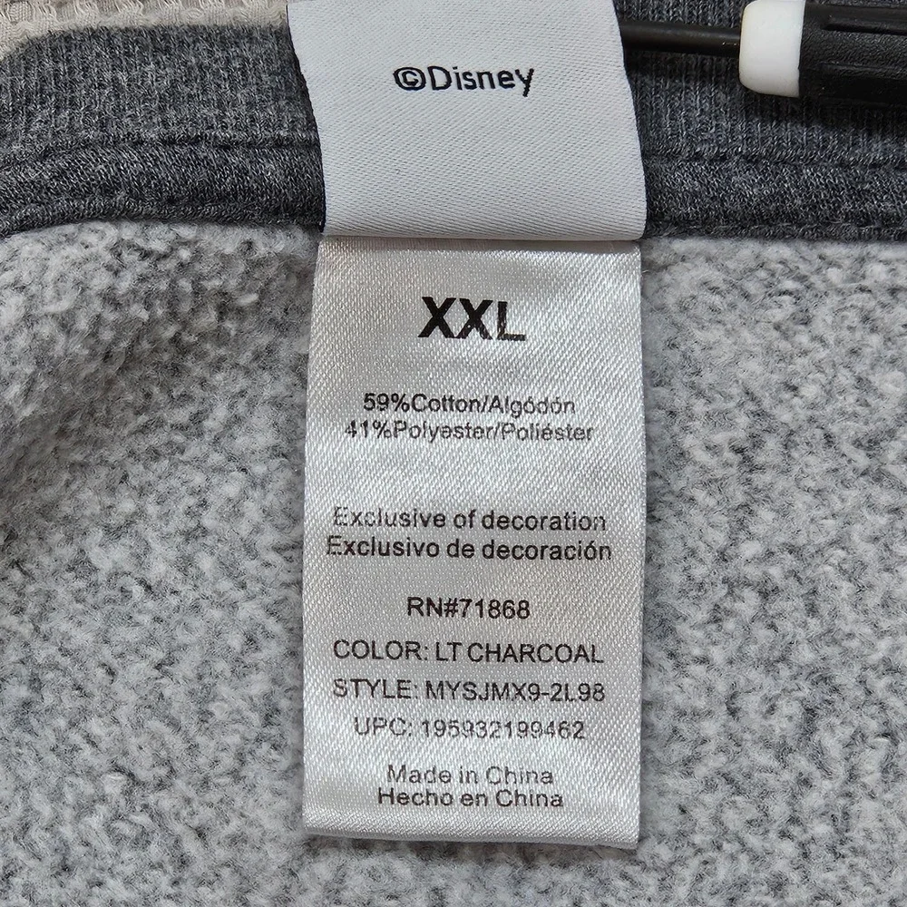 Disney Mickey Mouse Charcoal Gray Chenille Patch High-Low Sweatshirt XXL MYSJMX9